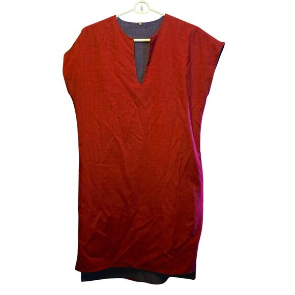 Betabrand reversible travel tunic shift dress maroon and gray - Picture 3 of 6